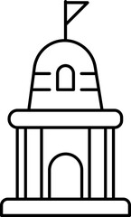 Illustration Of Hindu Temple Black Stroke Icon.