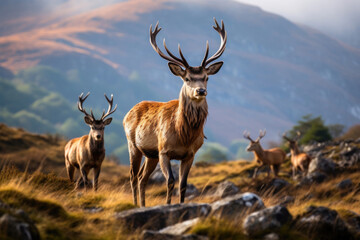 Untamed Beauty: Red Deer Stags in the Wild