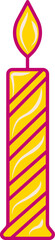 Isolated Burning Candle Icon In Pink And Yellow Color.