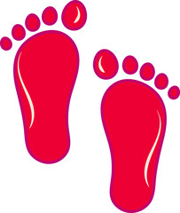 Isolated Footprint Flat Icon In Red Color.