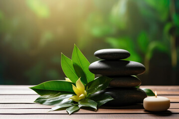 Stones and Greenery for Spa Relaxation