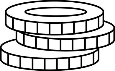 Isolated Coin Stack Icon In Black Outline.