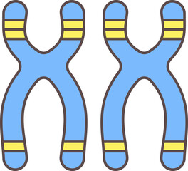Two Chromosome Flat Icon In Yellow And Blue Color.