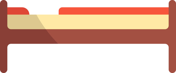 Colorful Single Bed Icon In Flat Style.