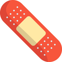 Red And Yellow Bandage Strip Flat Icon.