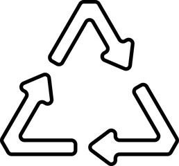 Recycling Triangle Arrow Icon In Black Line Art.