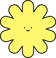 Cute Asterisk Cartoon Icon In Yellow Color.