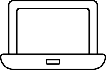 Black Line Art Illustration Of Laptop Icon.
