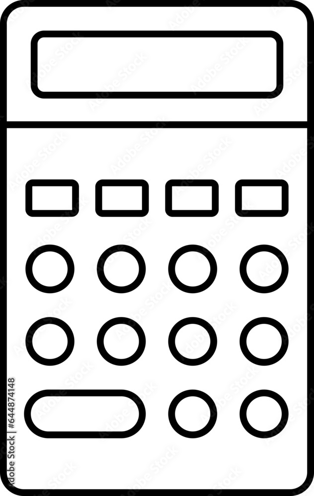 Sticker black outline illustration of calculator icon.