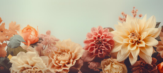 Vintage old flowers Retro flower bouquet on the background. For making a floral festival card.