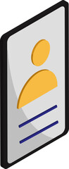 Yellow User In Smart Phone Icon In 3D Style.