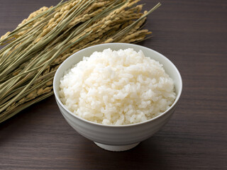 新米のイメージ。ごはん・稲穂。
