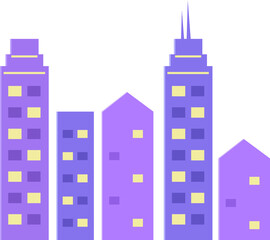 Fototapeta premium Urban Buildings Element In Purple And Yellow Color.