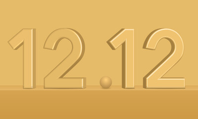 December 12 golden numbers vector illustration