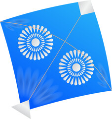 Isolated Kite Element In Blue And White Color.