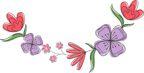 Flat Style Floral Element Against White Background.