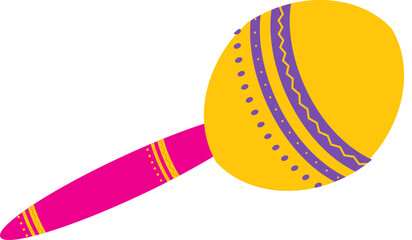 Isolated Maracas Element In Chrome Yellow And Pink Color.