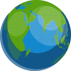 Earth Globe Element In Blue And Green Color.