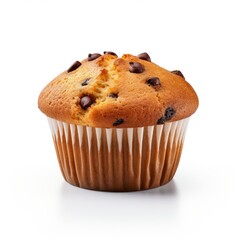 chocolate muffin isolated on white background