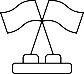 Cross Flag Pedestal Icon In Line Art.