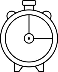 Isolated Alaram Clock Icon In Black Line Art.
