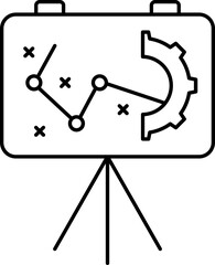 Black Linear Manage Presentation Board Icon.