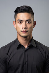 Obraz premium Portrait of a confident young Thai male wearing a black shirt