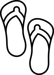 Illustration of Flip Flops Icon in Black Stroke.