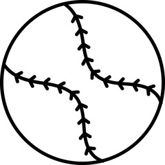 Isolated Baseball Icon in Thin Line Art.