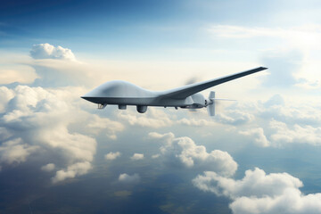 Military UAV in Action Above the Clouds