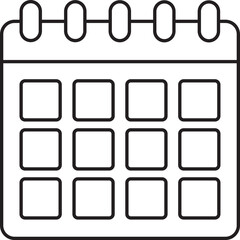 Black Thin Line Calendar Icon.