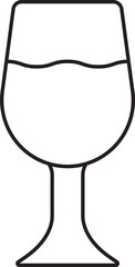 Wine or Cocktail Glass Icon in Line Art.