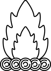 Black Line Art Bonfire Icon Or Symbol.