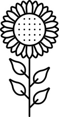 Black Outline Illustration Of Sunflower Icon.