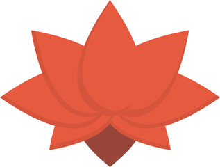 Red Lotus Flower Flat Icon On White Background.