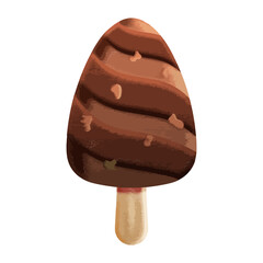 Isolated Chocolate Popsicle Flat Element.
