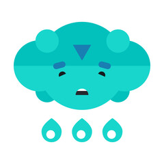 Gloomy rainy autumn cloud vector. Multicolored flat vector icon representing toys characters concept isolated on white background