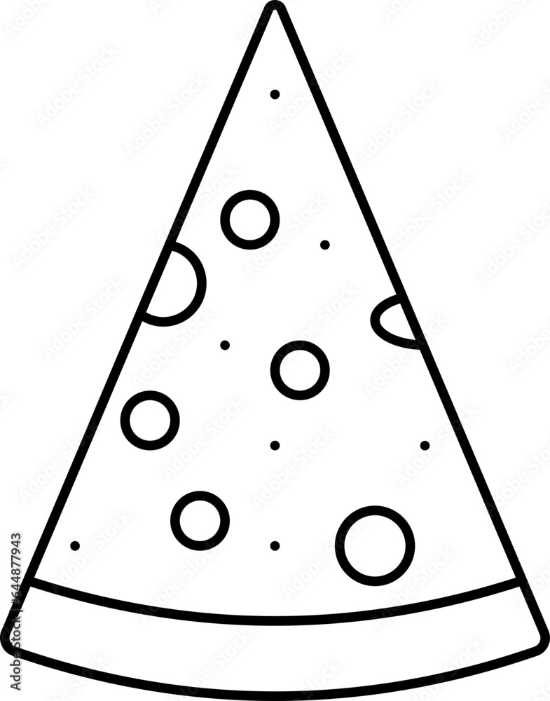 Wall mural Black Outline Illustration Of Pizza Slice Icon.