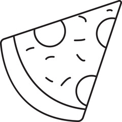 Black Outline Illustration Of Pizza Slice Icon.