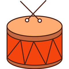 Fototapeta na wymiar Cross Sticks On Snare Drum Flat Icon In Orange Color.