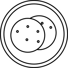 Isolated Puran Poli Food Icon In Line Art.