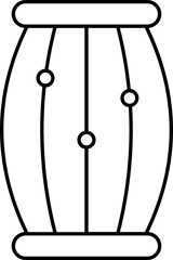 Isolated Dhol Or Drum Icon In Line Art.