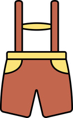 Lederhosen Costume Icon In Yellow And Brown Color.