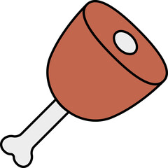 Chicken Leg Piece Icon In Brown And Gray Color.