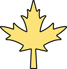 Flat Maple Leaf Icon In Yellow Color.