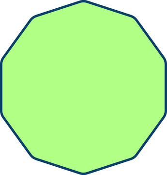 Isolated Decagon Icon Or Symbol In Green Color.