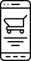 Linear Style Shopping Cart Inside Smartphone Screen Icon.