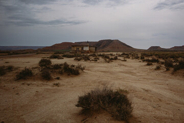Solitary desert landscape in Bardenas Reales