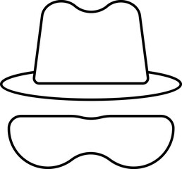 Isolated Hat With Glasses Icon In Black Outline.