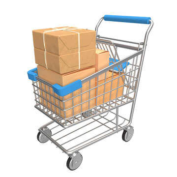 The shopping trolley 3d png image